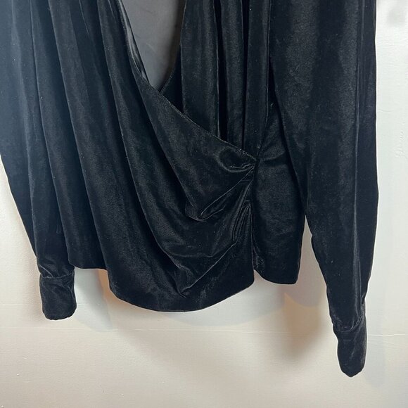 Lauren Ralph Lauren Black Label Velvet Top Sz 6 Black Plunging V Neck - Picture 3 of 10